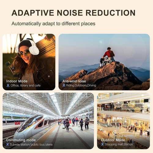 Moreka® Auriculares Inalámbricos Con Cancelación De Ruido Bluetooth Sobre La Oreja Con Sonido Estéreo De Alta Fidelidad De Graves Profundos Almohadillas Cómodas Para Escuela,hogar Y Viajes Blanco