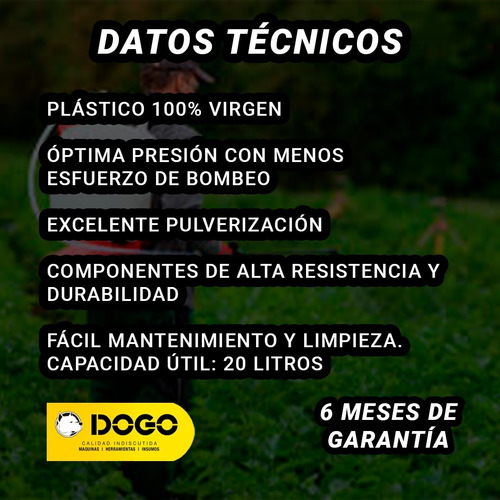 Imagen 3 de 6 de Pulverizador Fumigador Mochila 20 Litros Profesional Premium
