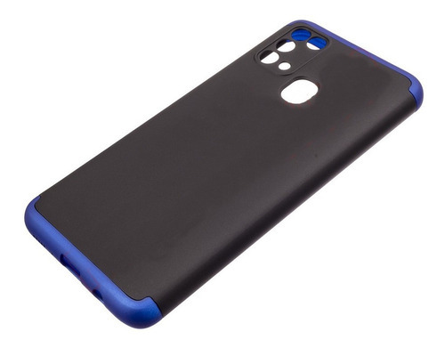 Capa Capinha 360 Fosca Samsung Galaxy M31 6.4  Anti Impacto Cor Preto Com Azul