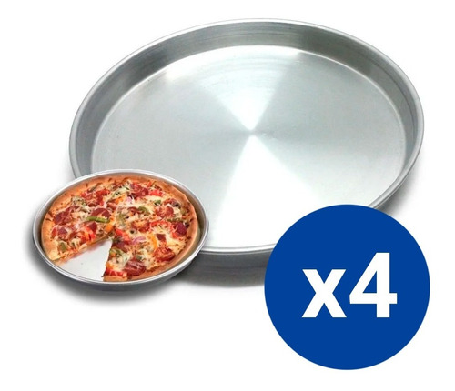 Pizzera Aluminio Combo X4 Unidades Molde Para Pizza 26 Cm