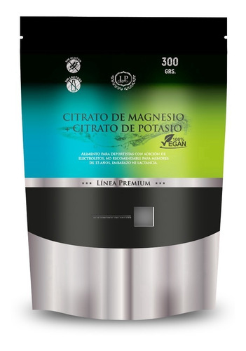 Citrato Magnesio + Citrato Potasio Polvo - 300 Grs - Premium