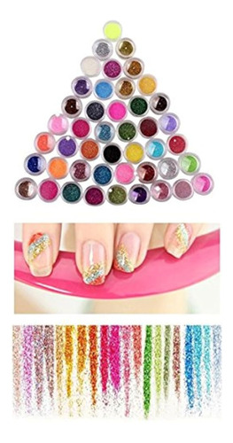 Xichen 45 Piezas / Colores Nail Art Glitter Powder Dust Tips