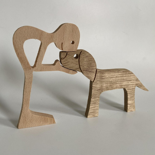 Madera Sin Pintar Perro Hombres Tallado El 18x15x1.2cm