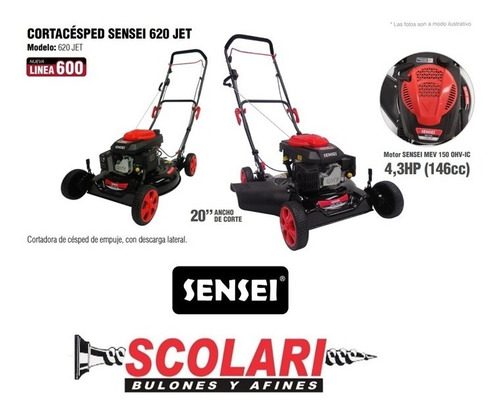 Imagen 2 de 5 de Cortadora Cesped Pasto Sensei 620 Jet 4.3hp Lateral Naftera