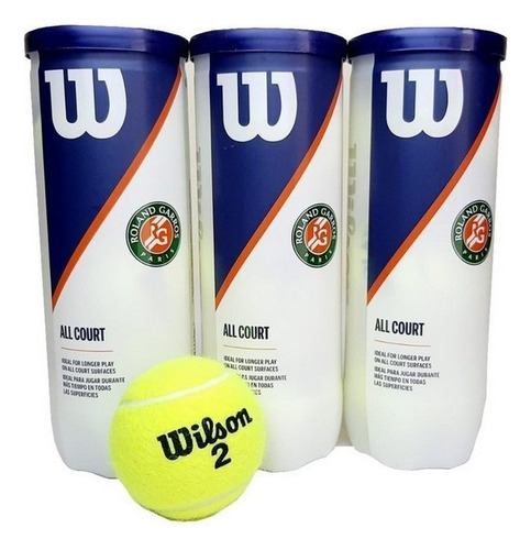 Bola De Tênis Wilson Roland Garros - Pack C/ 3 Tubos