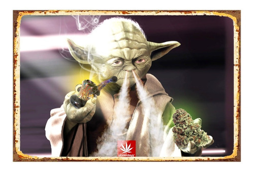 1 Cartel Metalico Letrero Yoda Star Wars Humor 28x40 Cms