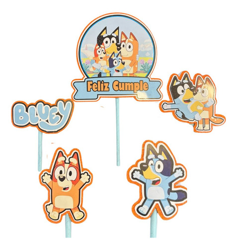 Topper Deco Torta Bluey Cotillon Toppers Para Cake Decoracio
