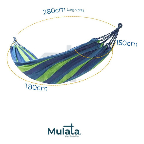 Imagen 4 de 5 de Hamaca Paraguaya De Colgar Colgante 2 Plazas Mulata®