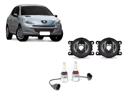 Kit Faros Auxiliares + Lamparas Cree Led Peugeot 207