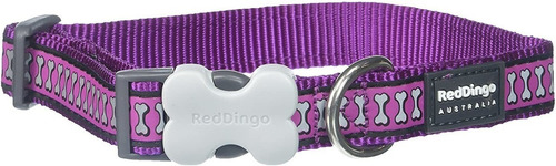 Collar Perro Rojo Dingo Reflectante Purpura, Mediano / Gran