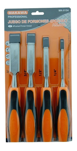 Set Kit Jgo De Formones Cinceles P/ Madera 4 Piezas Makawa
