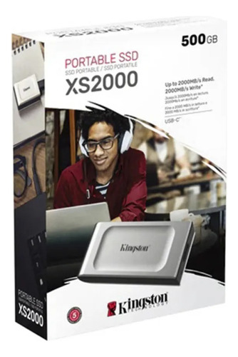 Ssd Externo 500 Gb Kingston Xs2000, Usb-c, Leitura: 2000mb/s E Gravacao: 2000mb/s