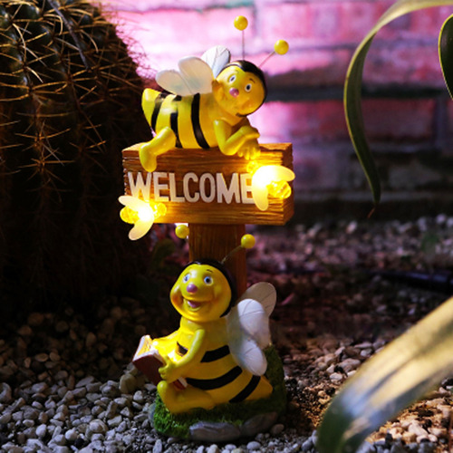 Lámpara Solar S Night Light Bee Welcome Para Decoración De J