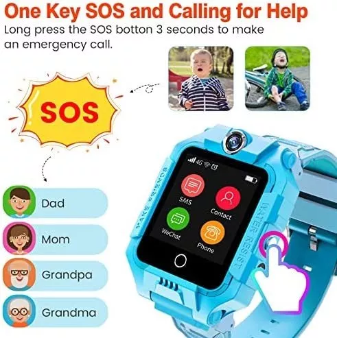  cjc Reloj inteligente para niños, reloj inteligente 4G para  niños con rastreador GPS y llamadas, reloj SOS para teléfono celular para  niños, regalos de Navidad y cumpleaños para niños de 3
