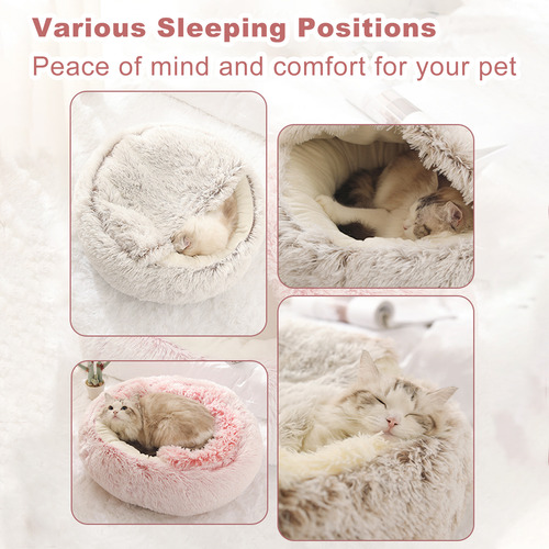 Cama Tipo Cueva De Felpa Para Gatos: Cálida, Cómoda, Fácil D