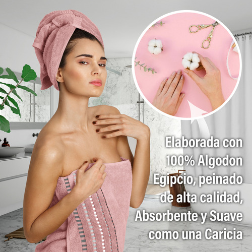 Toalla Baño Completo Alberca 100% Algodón Egipcio Suave Color Rosa Liso
