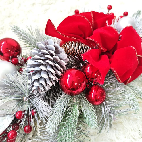 Guirnalda De Luces Navideñas Con Hojas Rojas Con Luces Led