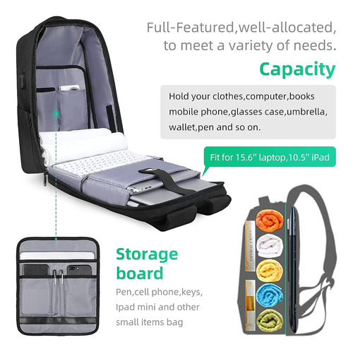 Mochila Urbana Antirrobo Porta Ordenador 15,6 Impermea...