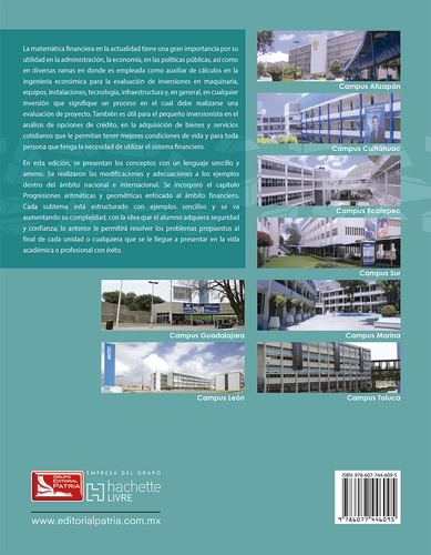 Matemáticas financieras con aplicaciones en excel. Serie UNITEC, de Rodríguez Franco, Jesús. Editorial Grupo Editorial Patria, tapa blanda en español, 2017