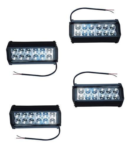 2 Pares De Faros 12 Leds 36w Luz Bicolor Fija Y Estrobo