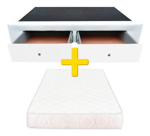 Combo Base Cama 90x190 Con Cajones + Colchón Anatómico.