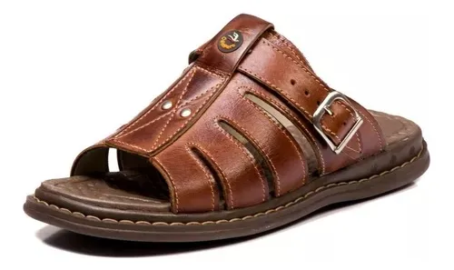 Sand lia Chinelo Anti Stress Masculino Couro Leg timo