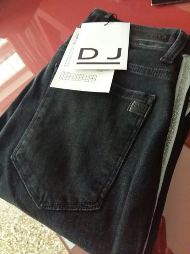 D E L A O S T I A - Jeans T.alto Negros Gastados C/ Galon | Envío gratis