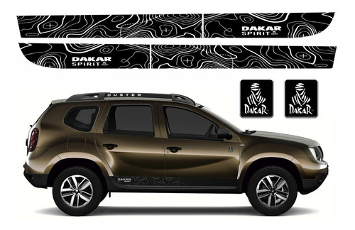 Adesivo Faixa Lateral Para Renault Duster Dakar Spirit 17218 Cor PRETO/BRANCO