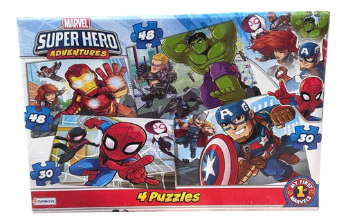 Rompecabezas Puzzle 4 En 1 Super Heroes Marvel Tapimovil