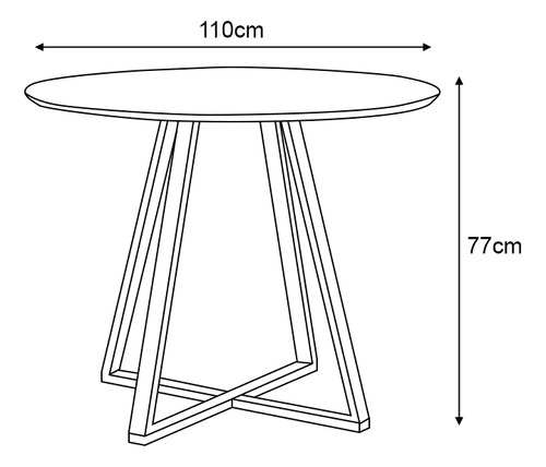 Mesa Modelo Industrial Jantar Laís 110cm Com Pés De Ferro