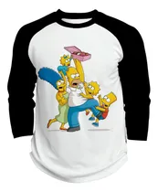 Comprar Playera Raglan 3\u002F4 Serie Los Simpson Homero Lisa Bart #1017