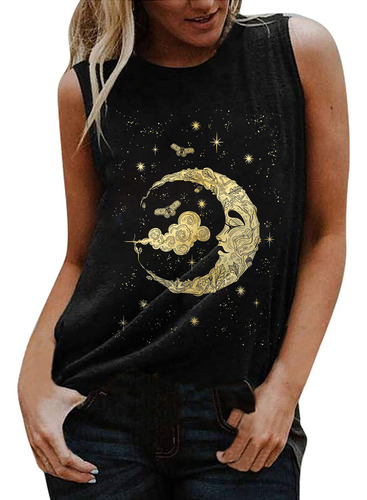 Camiseta Sin Mangas Para Mujer Con Estampado De Estrellas De