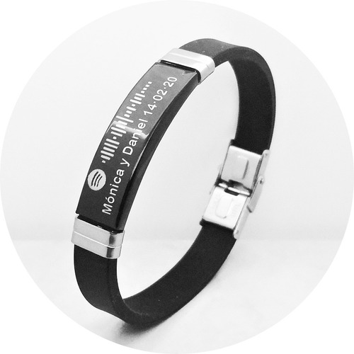 Imagen 1 de 9 de Pulsera Spotify Acero Grabado Láser Personalizado M1115