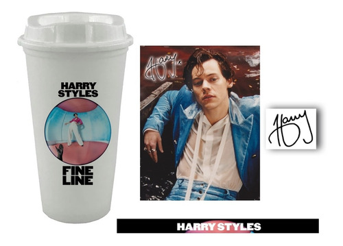 Harry Styles Vaso Cafetero Plástico + Poster Pulsera Sticker