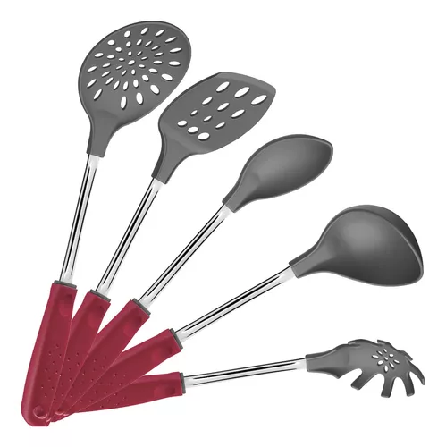 Set X5 Utensilios Cocina Acero Inoxidable Plástico Pp Full