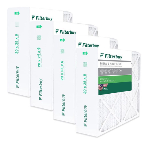 Filterbuy Filtro De Aire Merv 8 De 20 X 25 X 6 Pulgadas, Def
