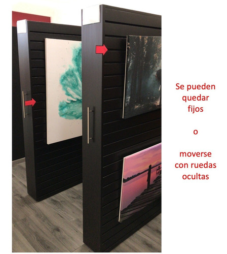 Imagen 4 de 5 de Exhibidor De Panel Ranurado Con Ruedas Chocolate 175x130cm