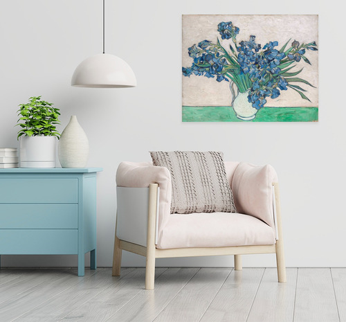 Canvasmania Jarrón Lirios Vangogh Marco Cuadro 110x85cm Multicolor Blanco