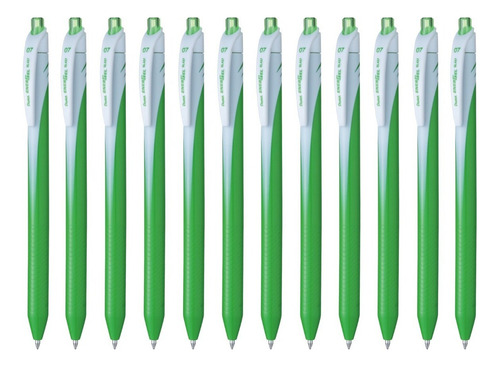 Bolígrafos Retráctiles Pentel Energel Bl437 0.7mm 12 Piezas Color De La Tinta Verde Claro