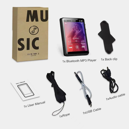 Reproductor De Música Digital Mp3 Mp4 64g Con Pantalla Tácti