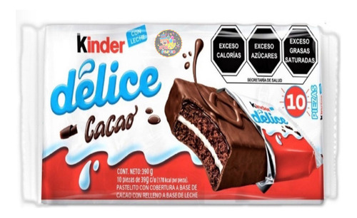 Kinder Delice Pastelito Chocolate Leche Con 10 Pz Con 39g Cu