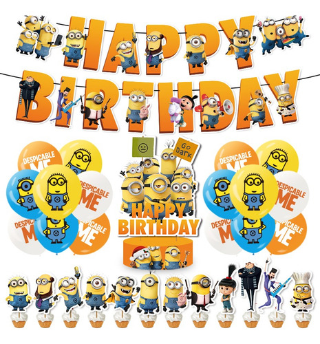 Kit De Decoracion Fiesta Cumpleaños Globos Los Minions