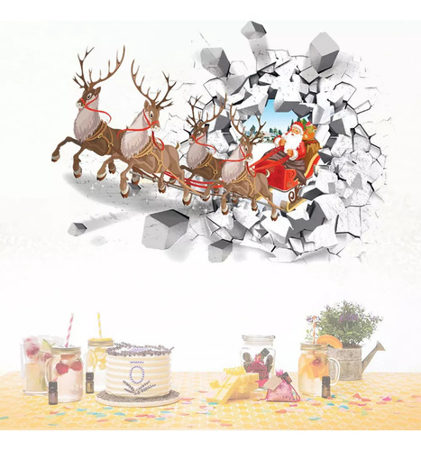 . Pegatinas De Pared De Navidad Creativo 3d Santa Claus