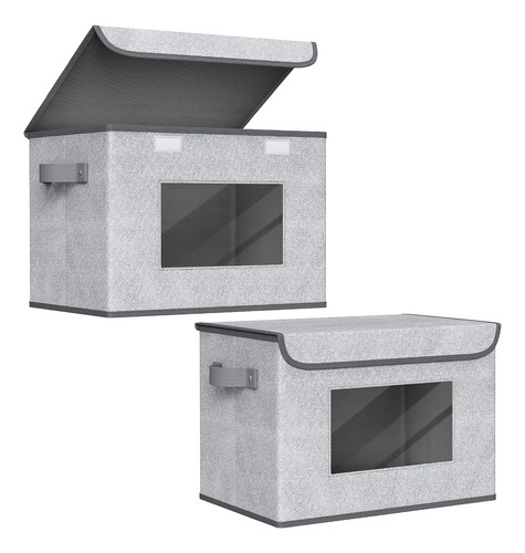 Juego De 2 Cubos Almacenamiento Plegables Grandes Con Tapas,