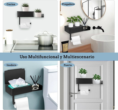 Porta Papel Baño De Acero Inoxidable Con Estante Extendido