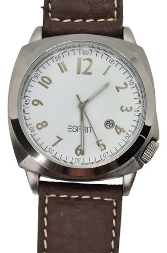 Reloj Esprit Hombre Con Cuero Cuarzo Análogo Calendario