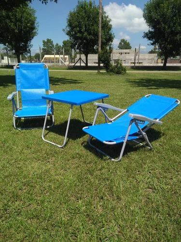 Combo 2 Sillones De Hierro Lona Microperf. ( Bajo) + Mesita
