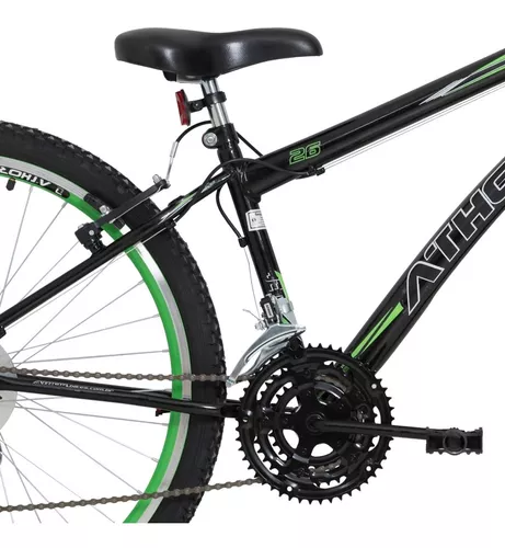 Bicicleta aro 24 masc preta rebaixada com aro aero verde