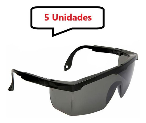 Kit 5 Oculos Fume Protecao Seguranca Epi Rapido 24hrs