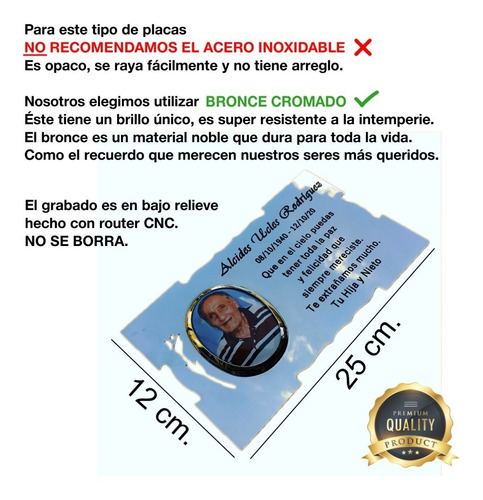 Imagen 2 de 10 de Placa + Foto + Florero + Cruz. Para Cementerio, Lapidas.